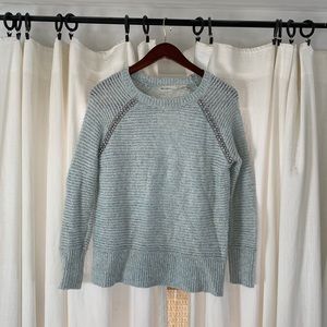 Anthropologie sleeping on snow aqua mint green blue rhinestone sweater petite